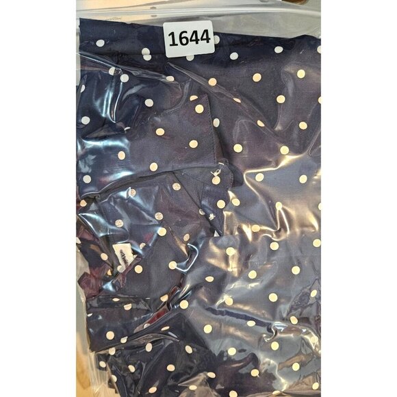 J Crew Short Sleeve Collared Mini Dress Polka Dots Navy Blue White Sz 10 NEW - Picture 13 of 13